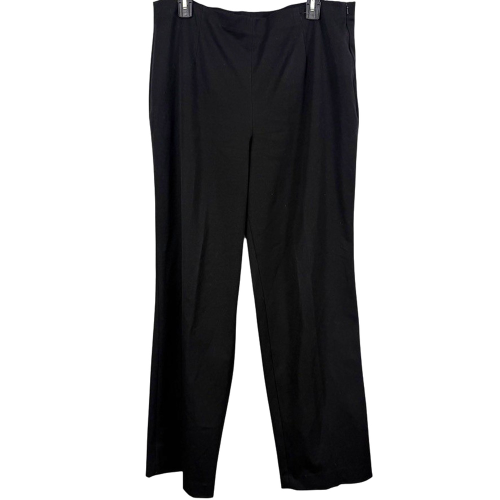 Nic + Zoe Womens Black Side Zip Straight Leg Dress Pants Career Flat Front sz 14